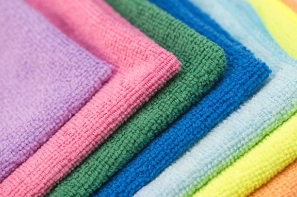 colorful cleaning rag microfiber cloth isolated on white background