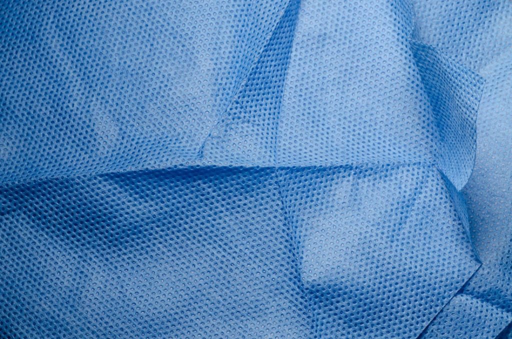 close up of blue medical non woven fabric cloth