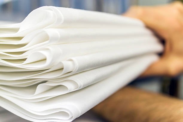 white table linen in the laundry