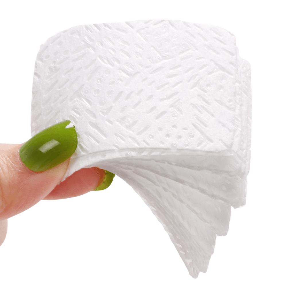 60gsm white nail glue bottle wipes, 200pcs lint free melt blown nonwoven cleaning pads with tree bark pattern