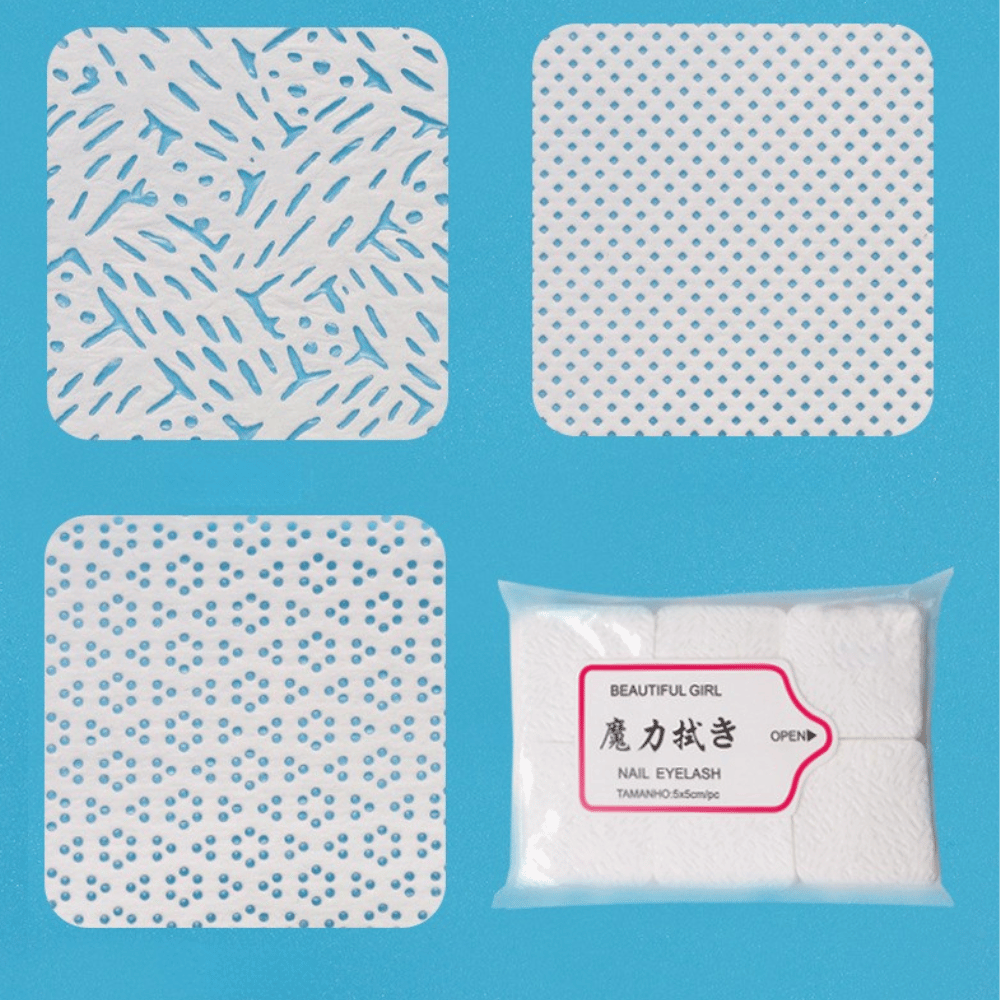 60gsm white nail glue bottle wipes, 200pcs lint free melt blown nonwoven cleaning pads with tree bark pattern
