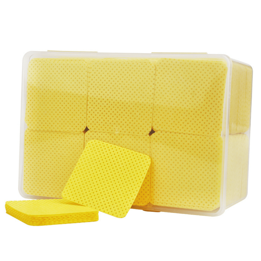 1080 pcs square cleaning wipes for nail glue bottle openings – grid pattern, 92g white melt blown nonwoven, plastic box packaged