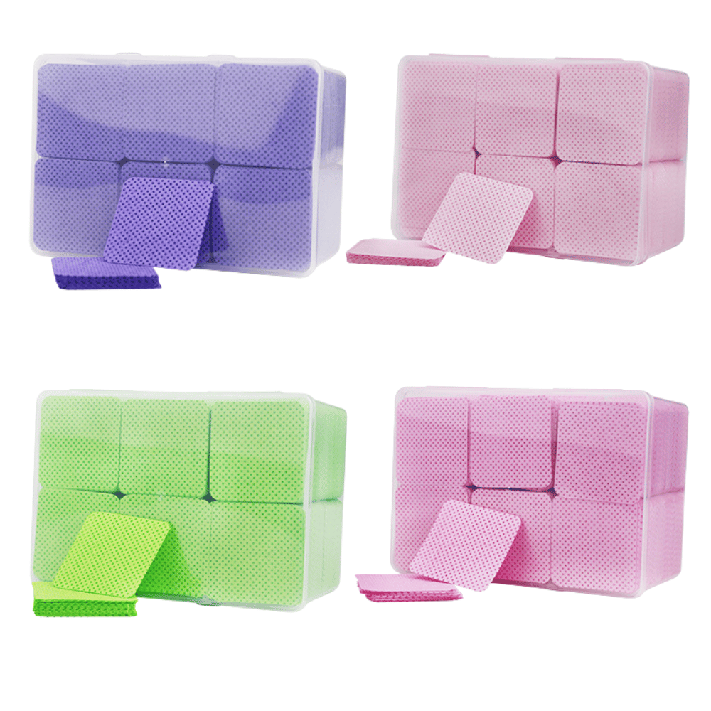 1080 pcs square cleaning wipes for nail glue bottle openings – grid pattern, 92g white melt blown nonwoven, plastic box packaged