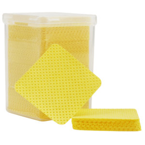 plastic square box packaged square nail glue bottle opening cleaning wipes – grid pattern, 91g white melt blown nonwoven fabric