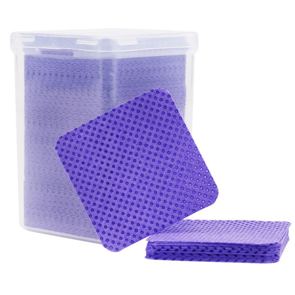 plastic square box packaged square nail glue bottle opening cleaning wipes – grid pattern, 91g white melt blown nonwoven fabric