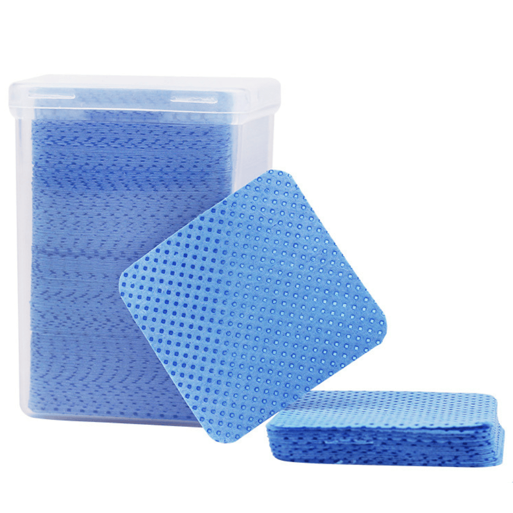 plastic square box packaged square nail glue bottle opening cleaning wipes – grid pattern, 91g white melt blown nonwoven fabric