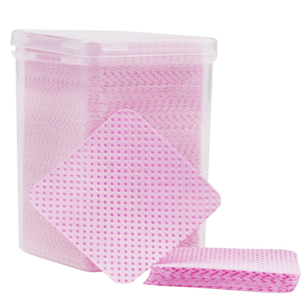 plastic square box packaged square nail glue bottle opening cleaning wipes – grid pattern, 91g white melt blown nonwoven fabric