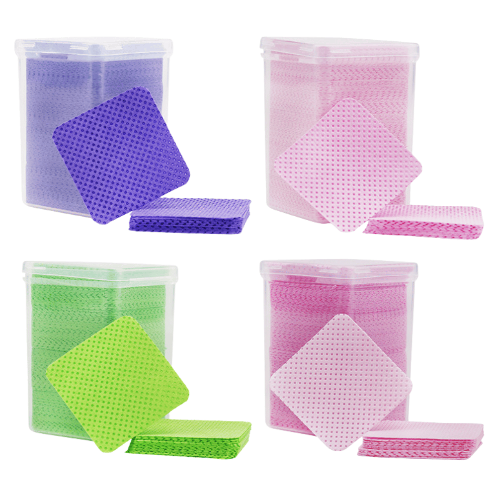 plastic square box packaged square nail glue bottle opening cleaning wipes – grid pattern, 91g white melt blown nonwoven fabric