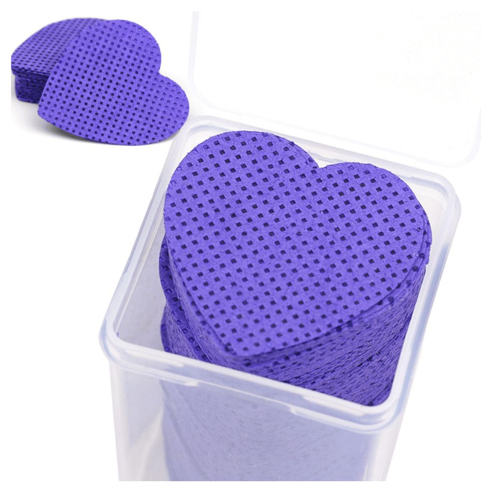 Colorful Grid Heart Shape Wiping Cloth for Eyelash Glue 90 gsm Meltblown Nonwoven Grid Pattern Purple