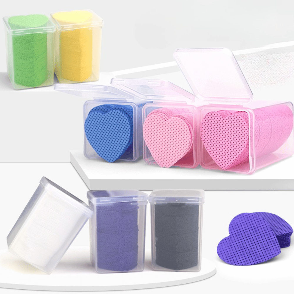 Colorful Grid Heart Shape Wiping Cloth for Eyelash Glue 90 gsm Meltblown Nonwoven Grid Pattern