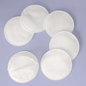 round nonwoven cotton makeup remover pads plain pattern, – professional salon use, bag packaging