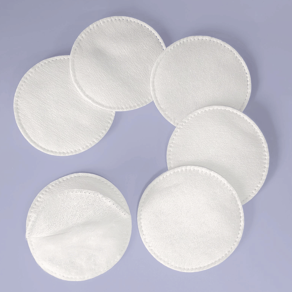 round nonwoven cotton makeup remover pads plain pattern, – professional salon use, bag packaging