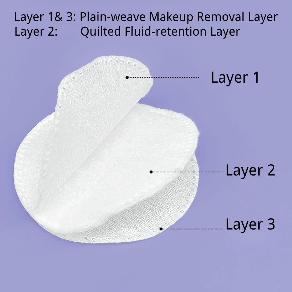round nonwoven cotton makeup remover pads plain pattern, – professional salon use, bag packaging