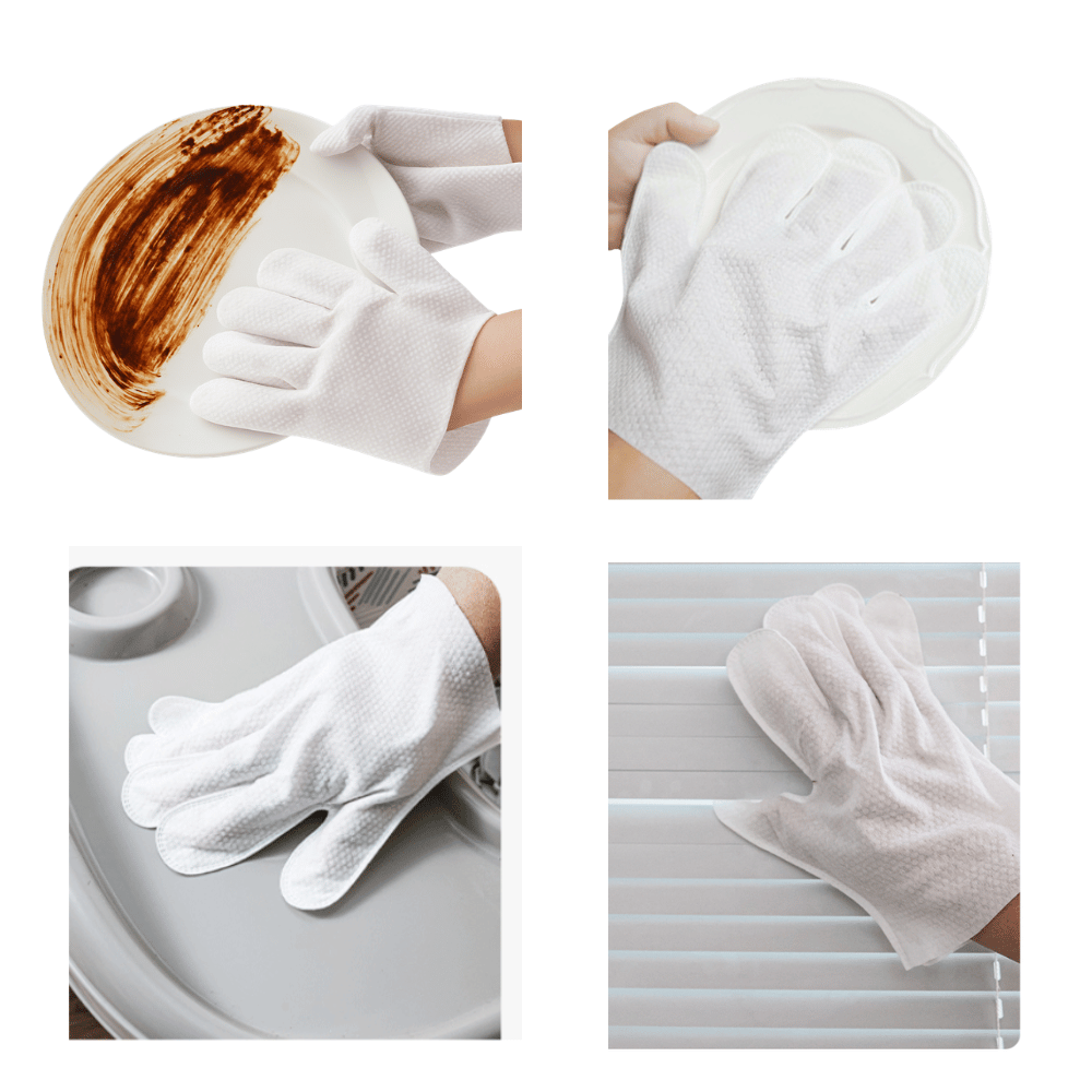 high quality thick five finger disposable cleaning mitts 80&90gsm 100% viscose pearl pattern