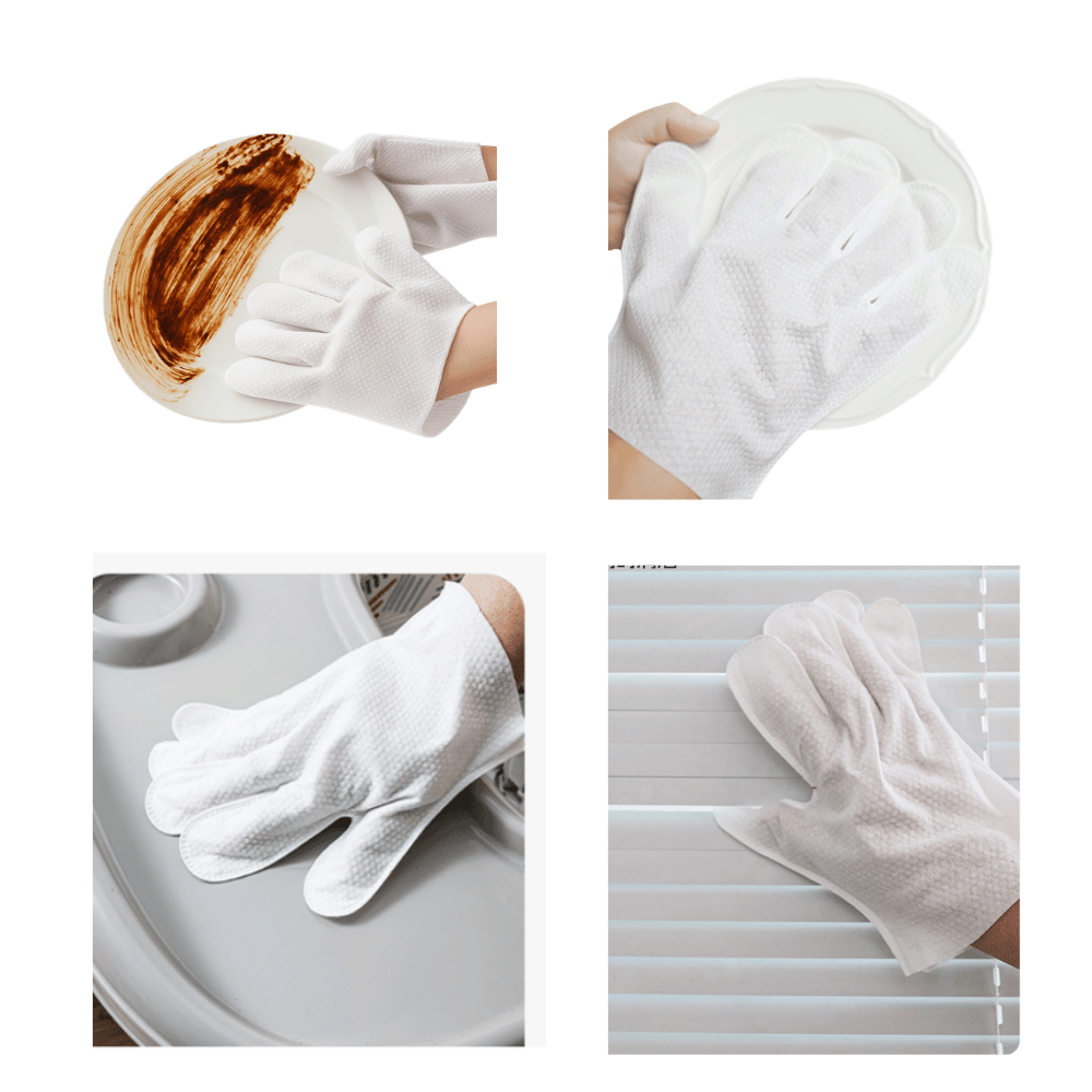 high quality thick five finger disposable pet cleaning mitts 80gsm 100% viscose pearl pattern
