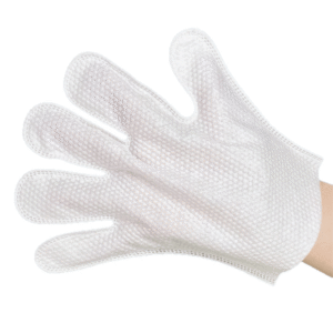 high quality thick five finger disposable pet cleaning mitts 80gsm 100% viscose pearl pattern